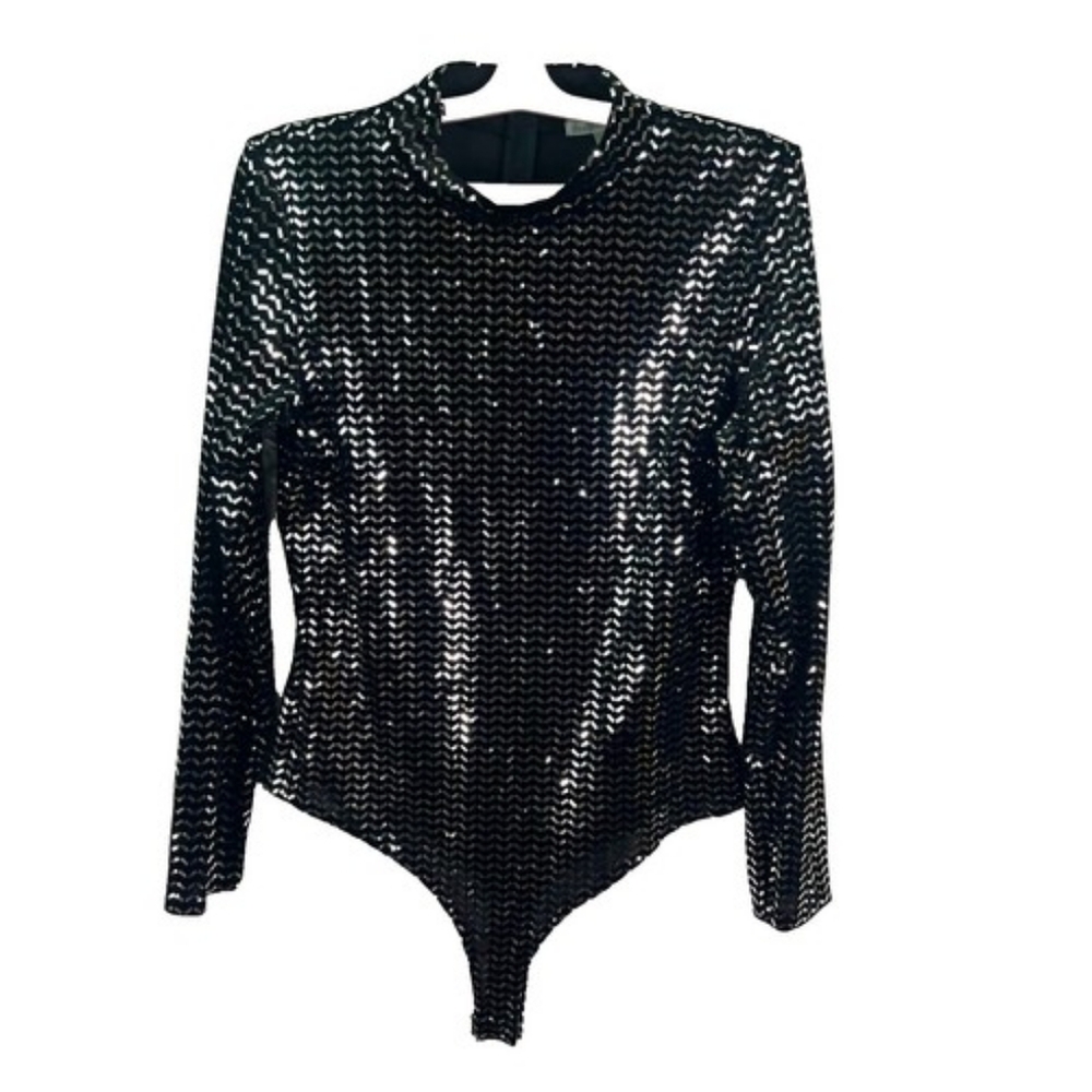 4 FOR $100 - Charlotte Russe Black Sequin Bodysuit